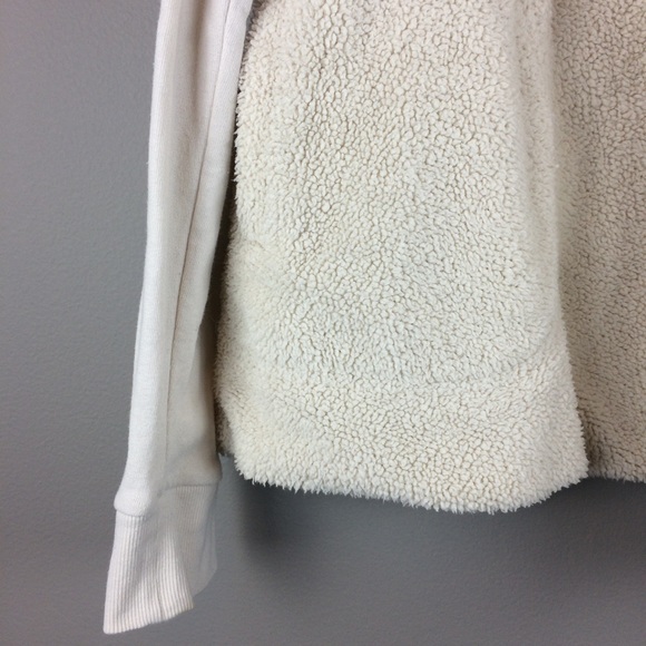 X Theory fleece open front cream cardigan pockets - Picture 5 of 7